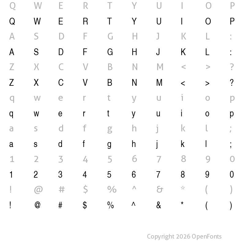 Character Map of NimbusSanLCon Regular