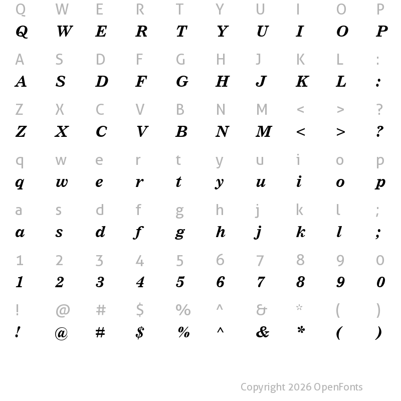 Character Map of Nimrod Cyr-BoldInclined
