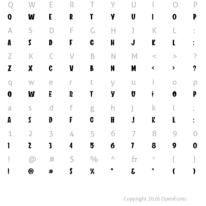 Character Map of NINJA FIGHTER Regular