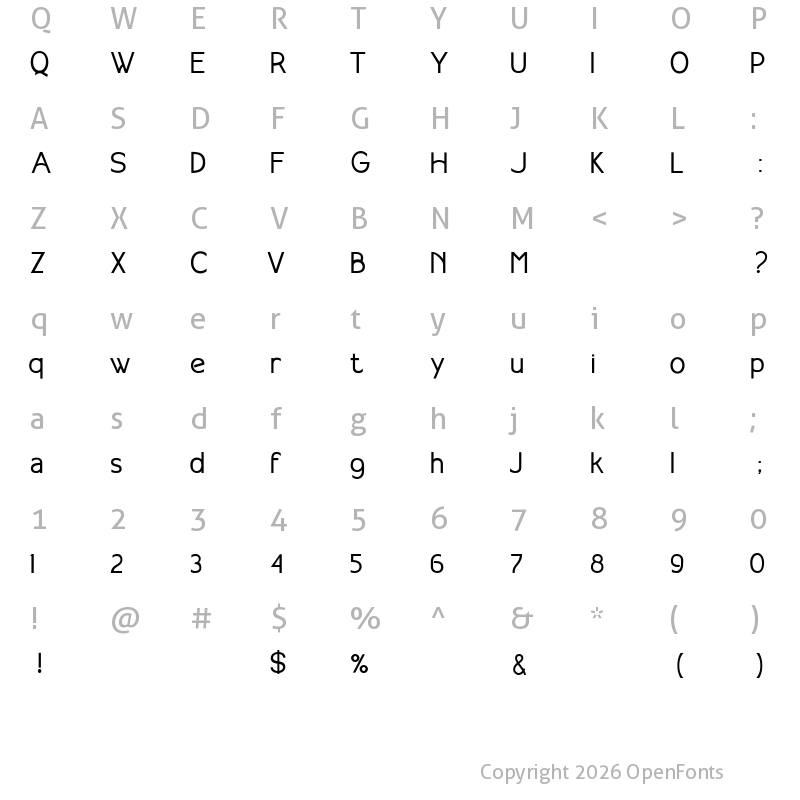 Character Map of NIRWANA Regular