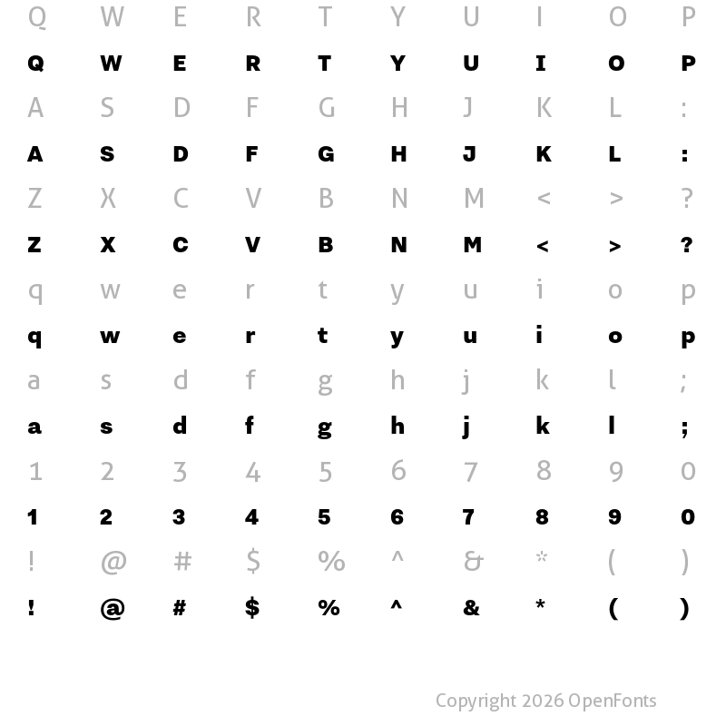 Character Map of Nitti Grotesk Black