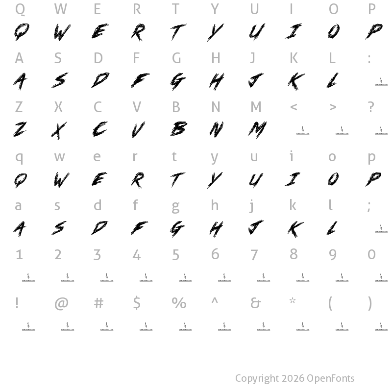 Character Map of No Mercy Font Personal Use Only Regular