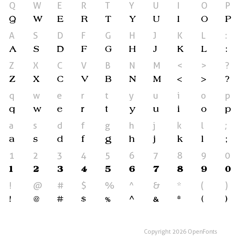 Character Map of Nobility Casual Regular