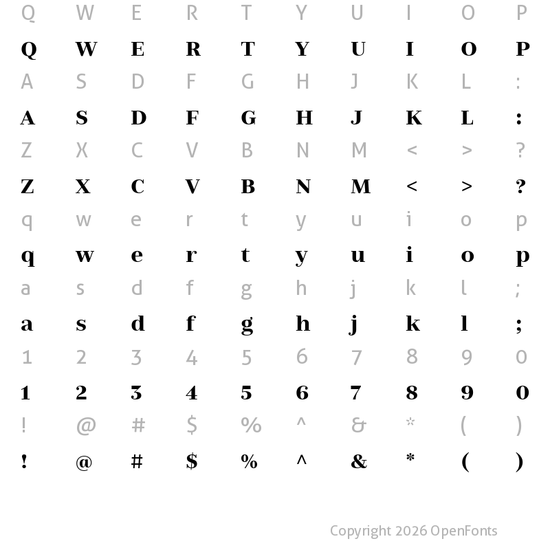 Character Map of Nomada Didone Bold