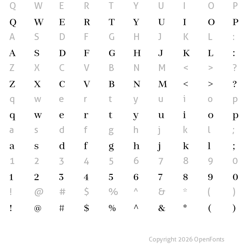 Character Map of Nomada Didone Regular