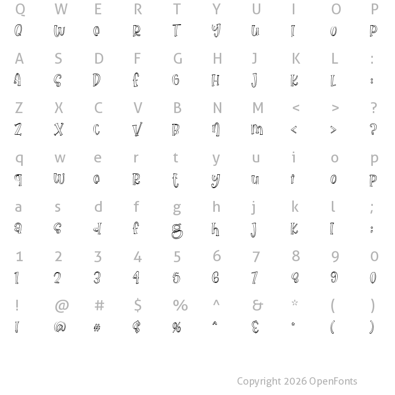 Character Map of Nona Manis Outline Outline