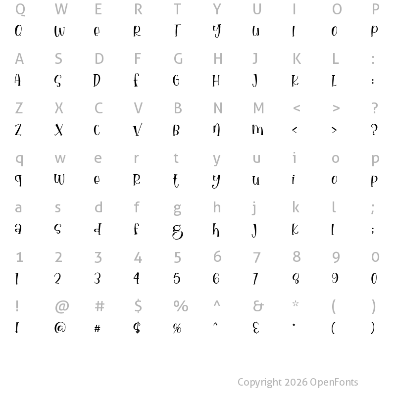 Character Map of Nona Manis Regular