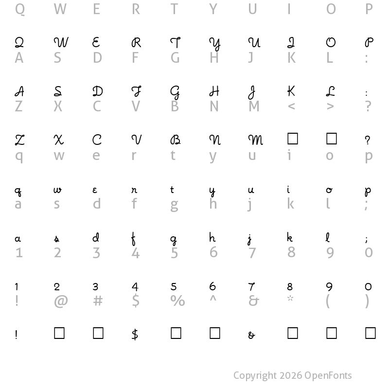 Character Map of NoodleScript Regular