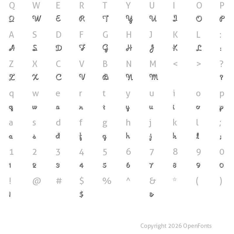 Character Map of NoodleShaded Regular