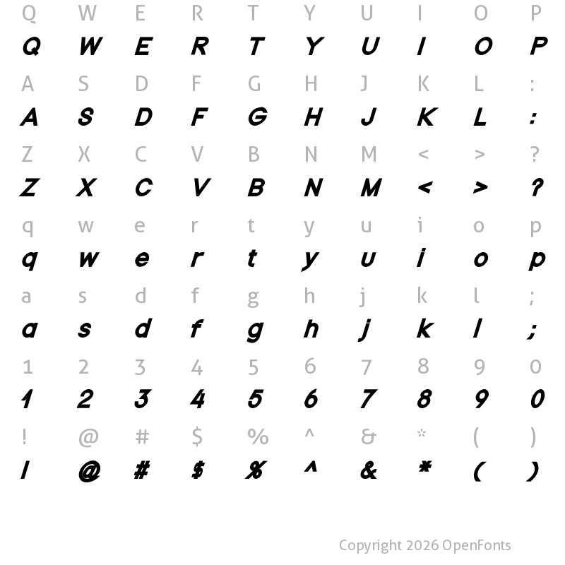 Character Map of Nordica Plus NordicaClassicBkObl