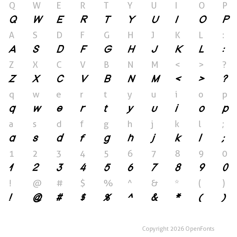Character Map of Nordica Plus NordicaClassicRgObl