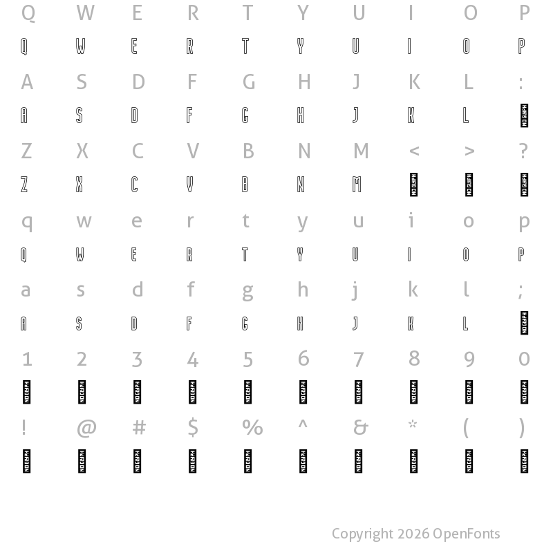 Character Map of Nordin Demo Outline Bold