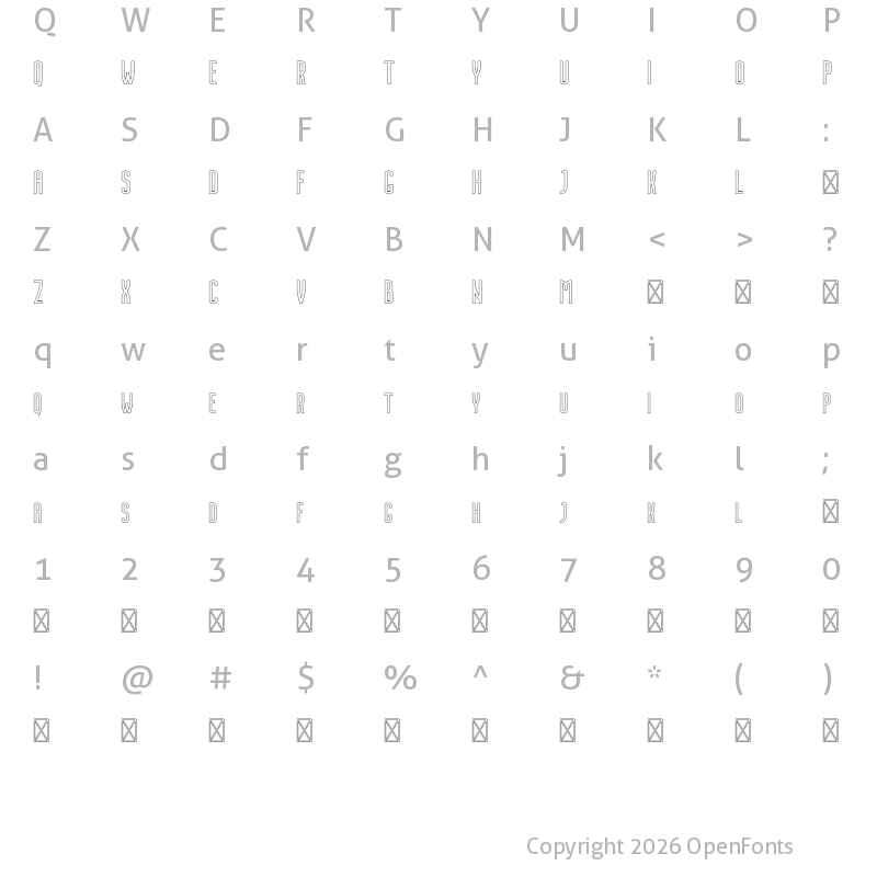 Character Map of Nordin Free Outline