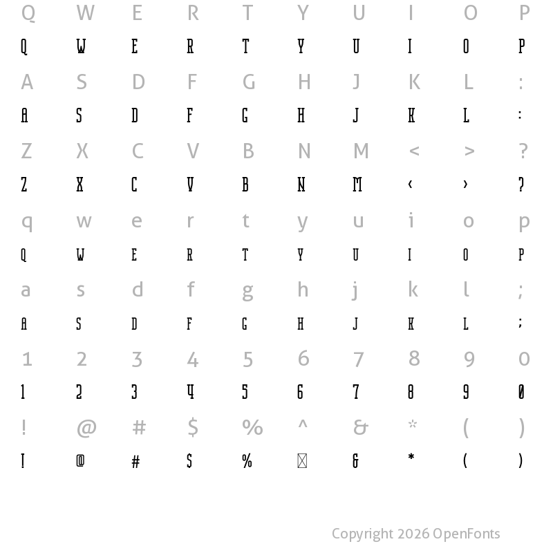 Character Map of Nordin Slab Regular