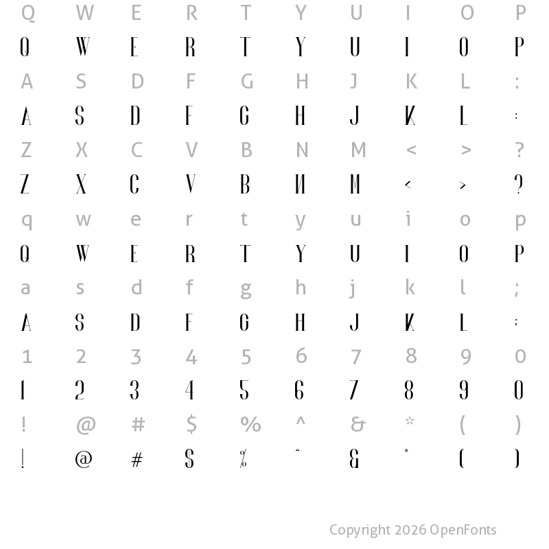Character Map of Norland Regular
