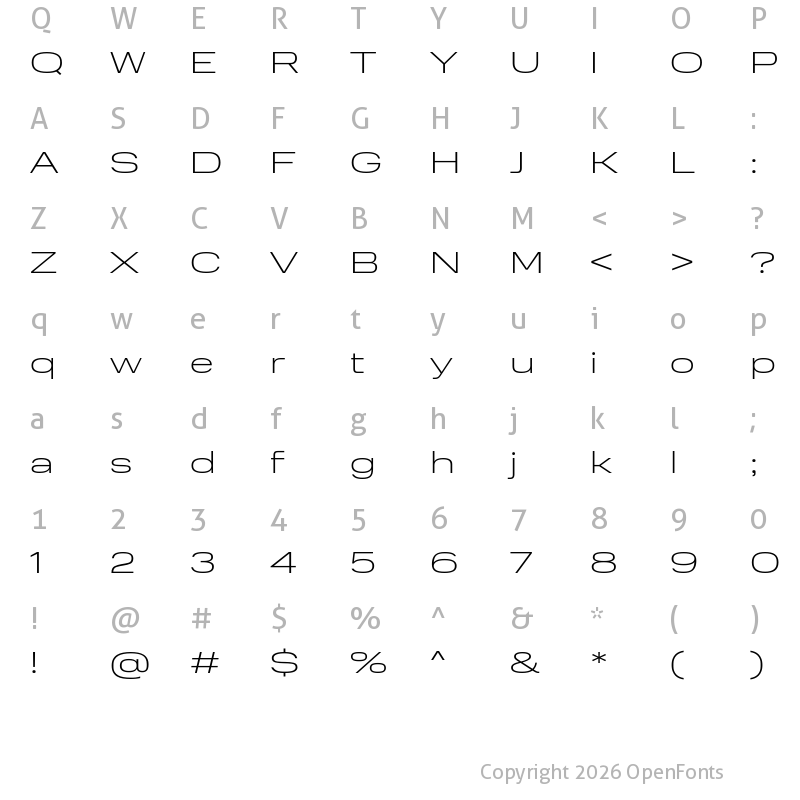 Character Map of Normalidad UltraExtended Thin