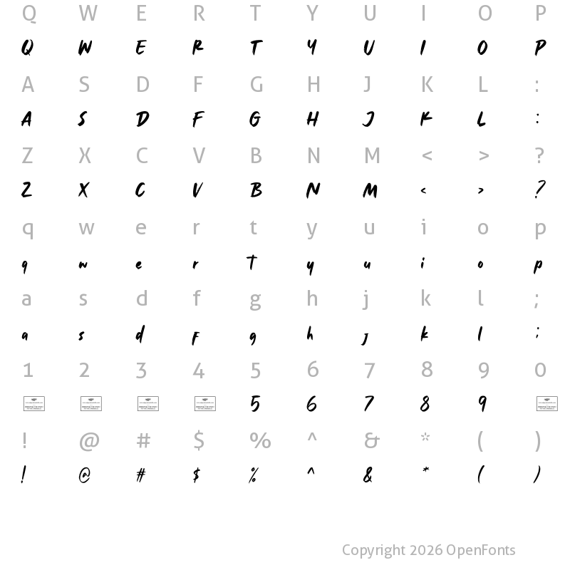 Character Map of North Plains Regular