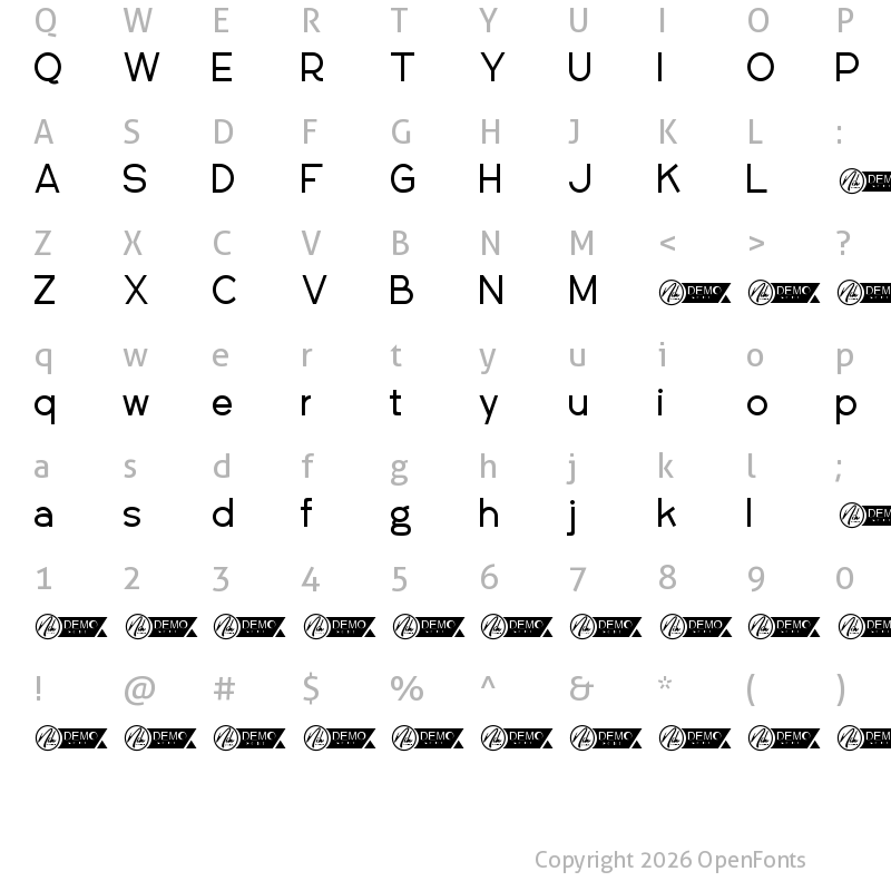 Character Map of North Seano Demo Regular