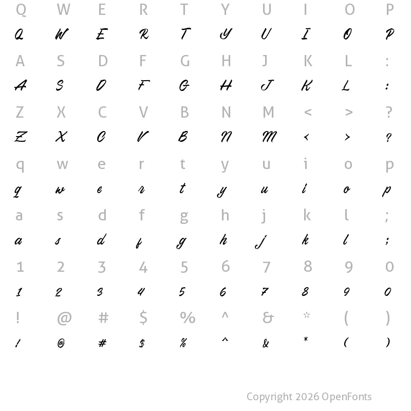 Character Map of Northing Regular