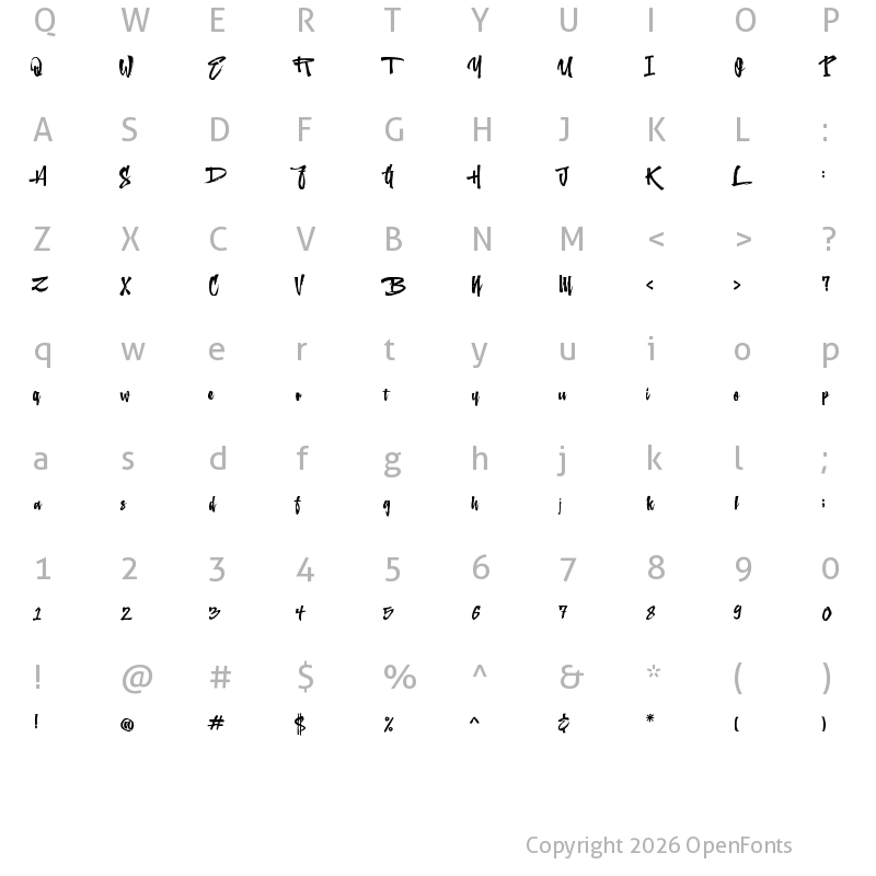 Character Map of Northshire Script Regular
