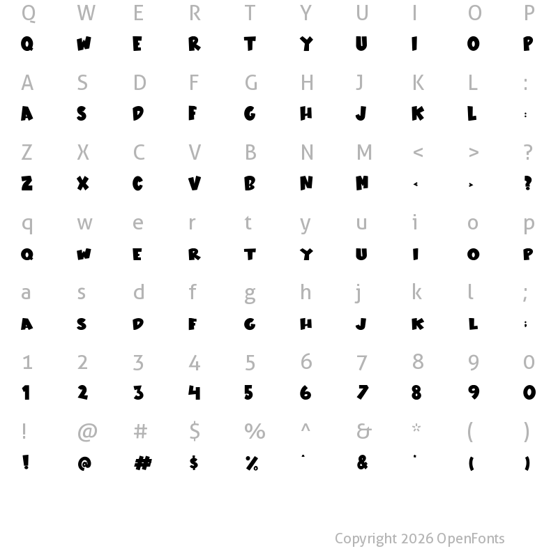 Character Map of Nosy Ghost Regular
