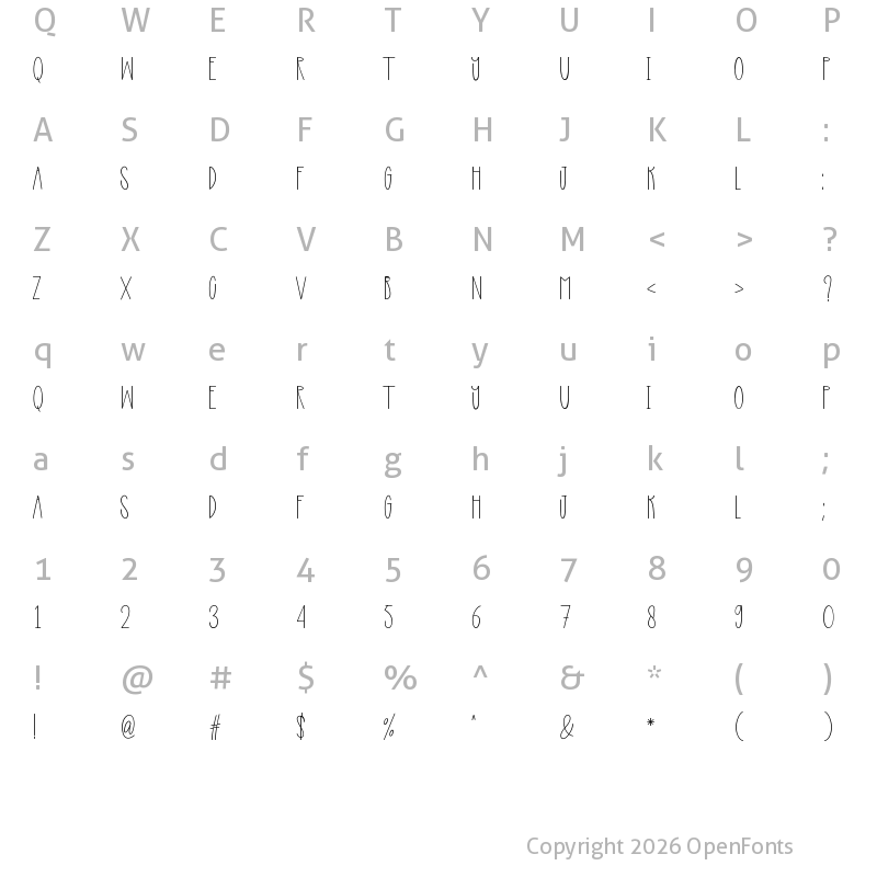 Character Map of Notebook Regular
