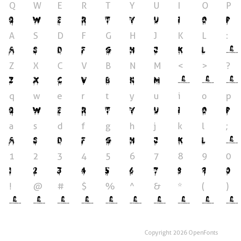 Character Map of Nothing To Lose Regular