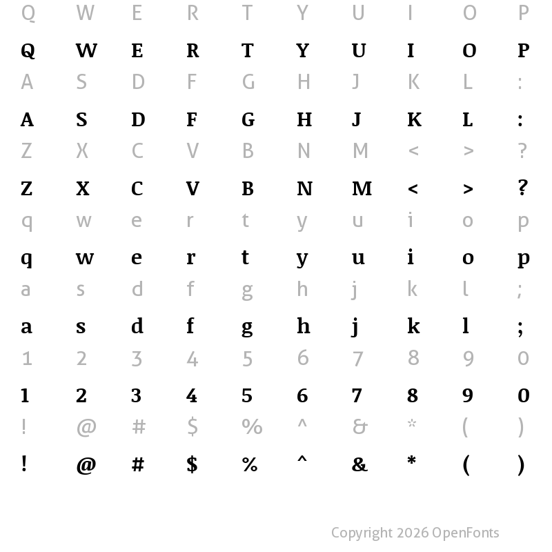 Character Map of Noticia Text Bold