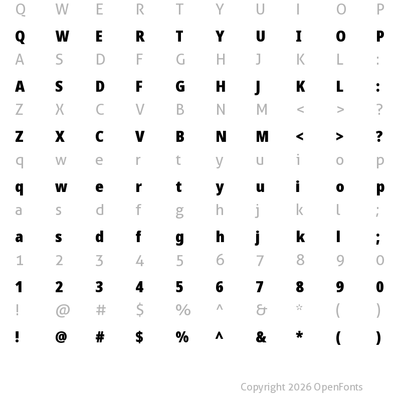 Character Map of Noto Sans Display SemiCondensed Black