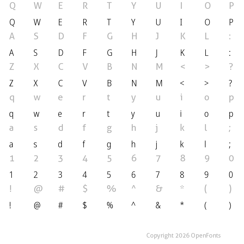 Character Map of Noto Sans Display SemiCondensed Light