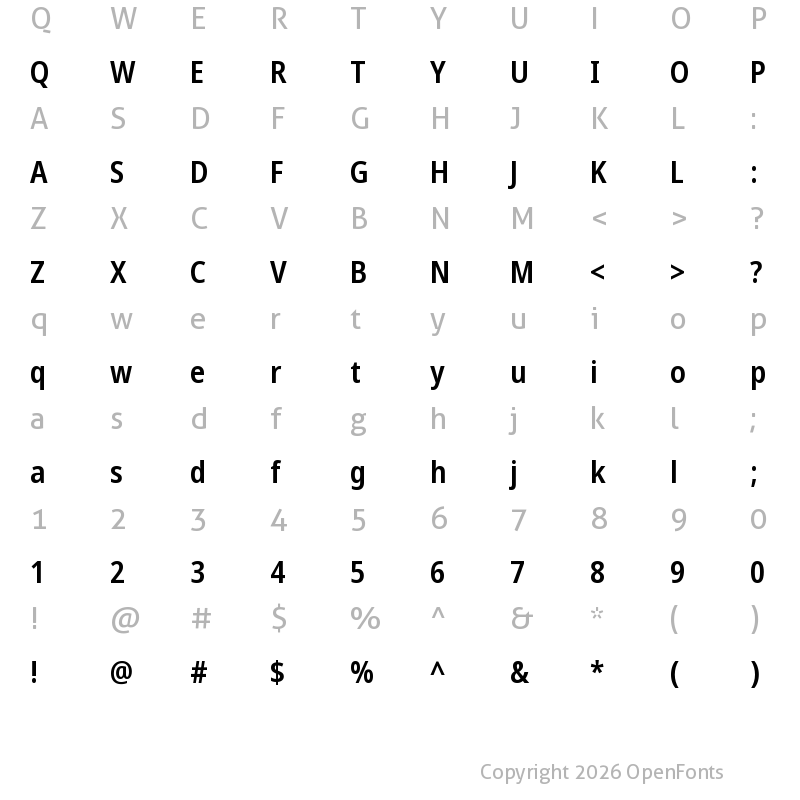 Character Map of Noto Sans Display SemiCondensed SemiBold