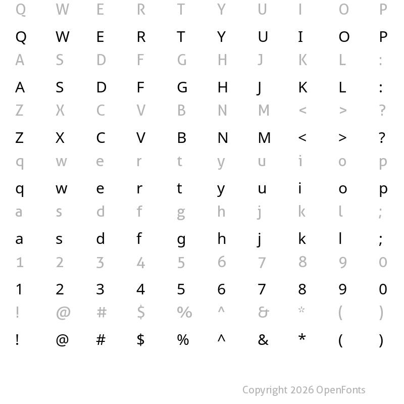 Character Map of Noto Sans Regular