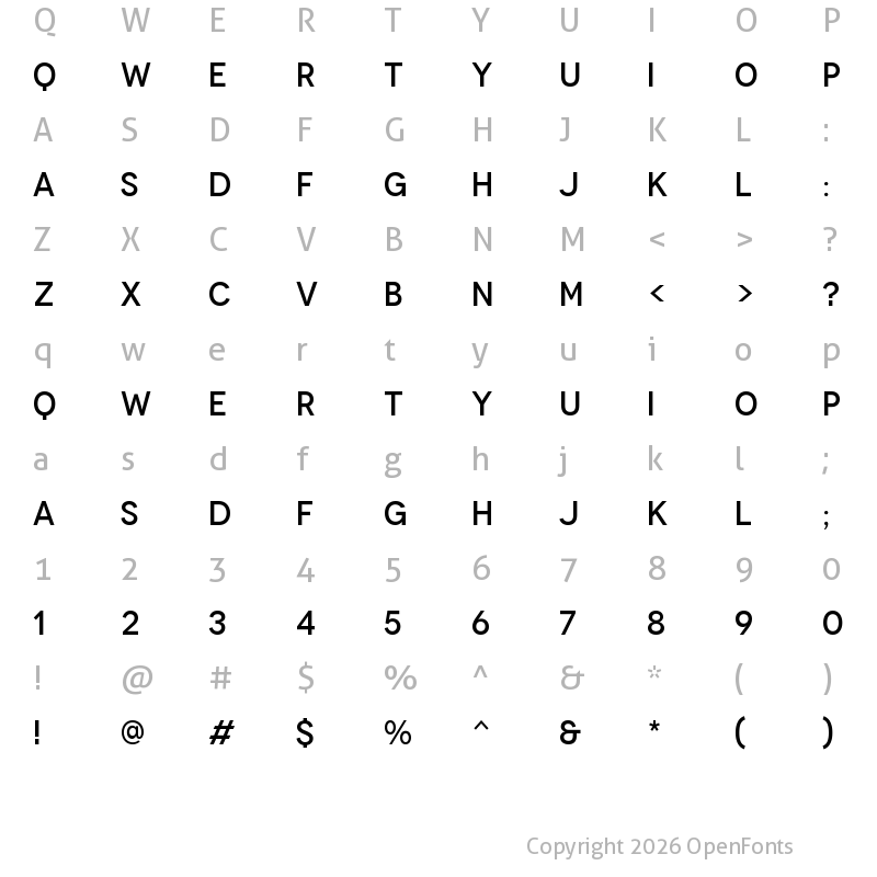 Character Map of Novecento Medium Regular