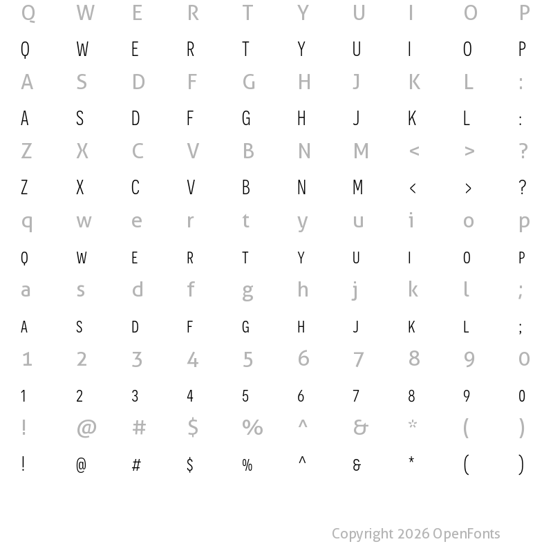 Character Map of Novecento sans condensed Book