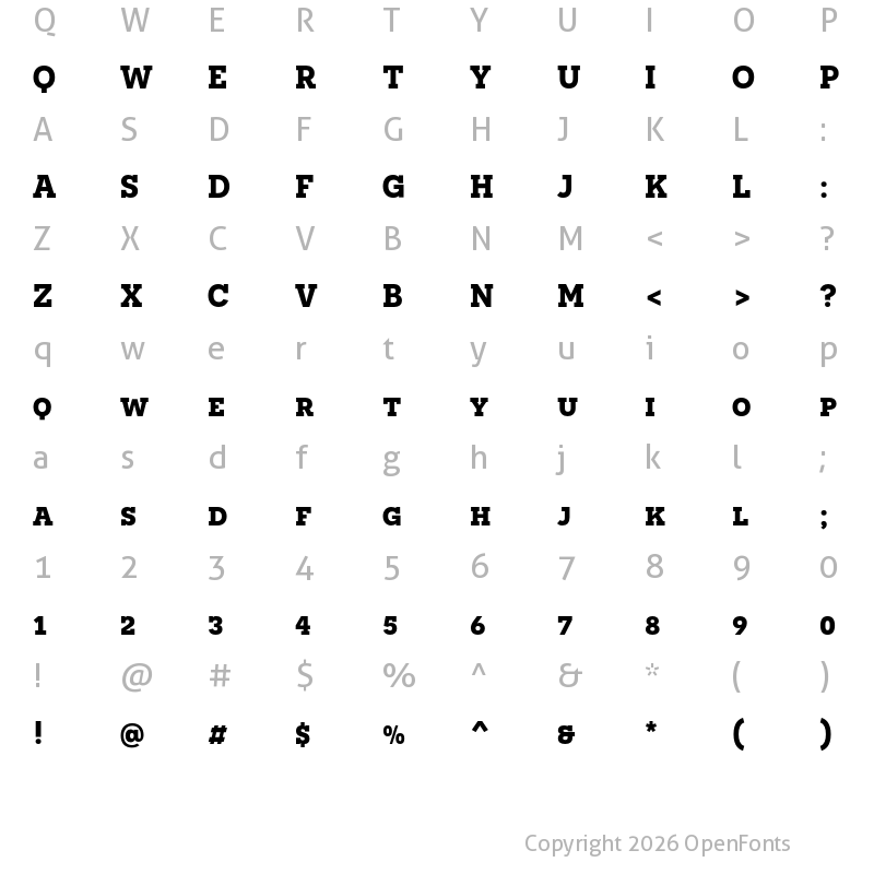 Character Map of Novecento slab Bold