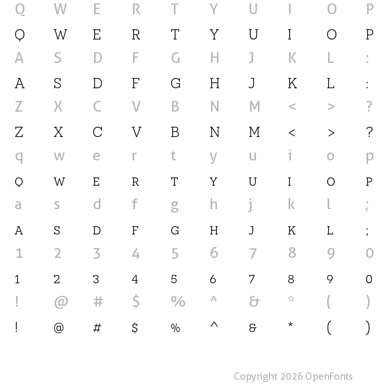 Character Map of Novecento slab Book