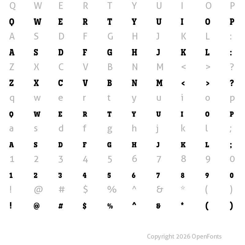Character Map of Novecento slab narrow Bold