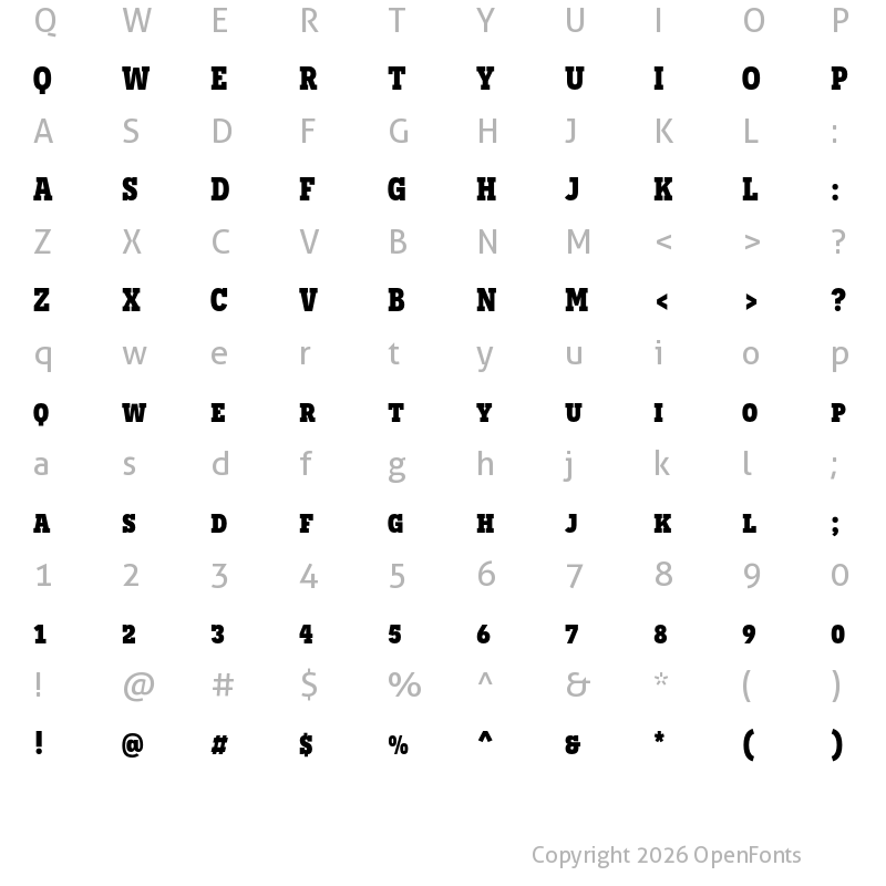 Character Map of Novecento slab narrow UltraBold