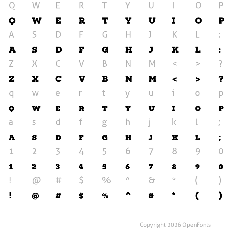 Character Map of Novecento slab wide UltraBold