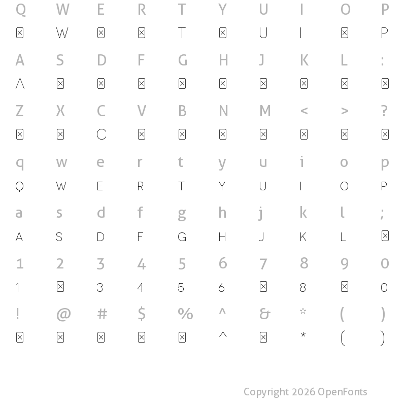 Character Map of Novecentosans-UltraLight ?