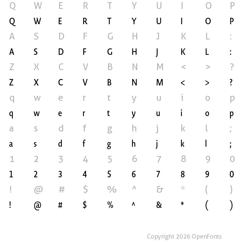Character Map of Novel Display Cmp SemiBd