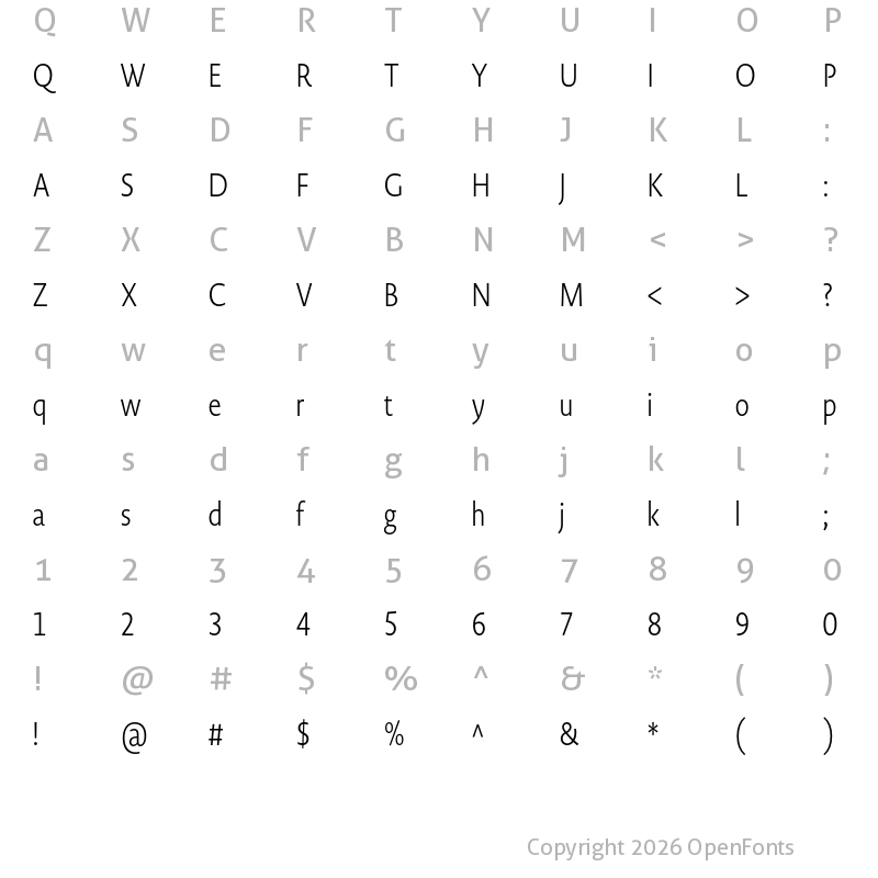 Character Map of Novel Display Cmp XLight