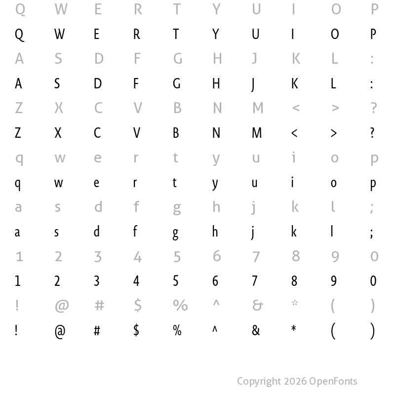 Character Map of Novel Display XCmp Medium