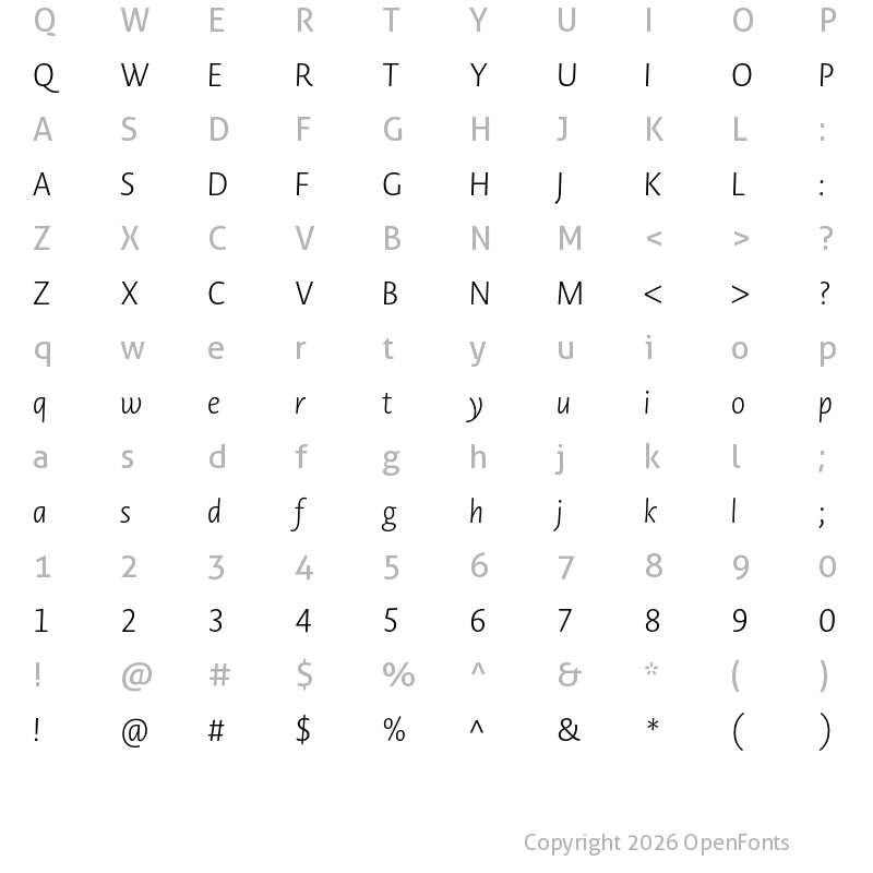 Character Map of Novel Display XLight It