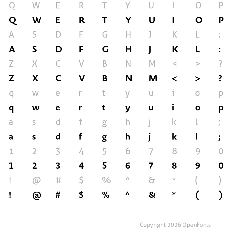 Character Map of Novel Sans Ar Bold