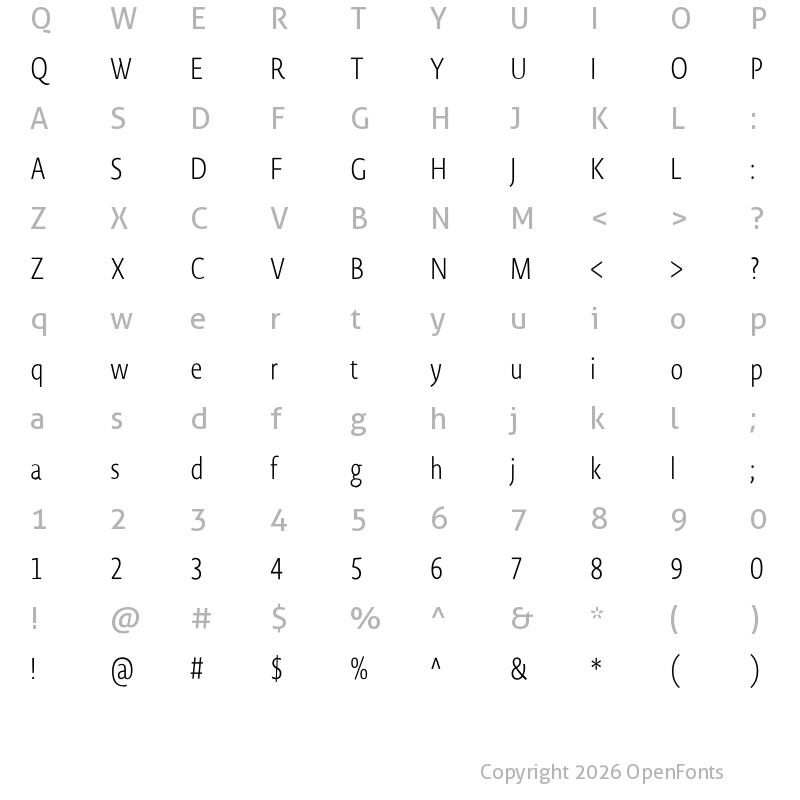 Character Map of Novel Sans Ar Cmp XLight