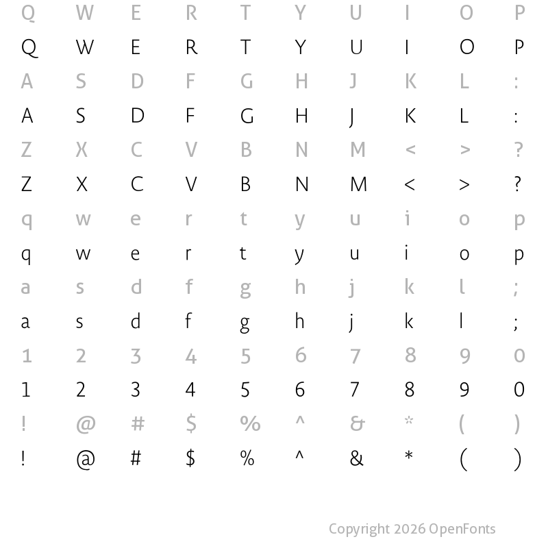 Character Map of Novel Sans Cy Cnd XLight