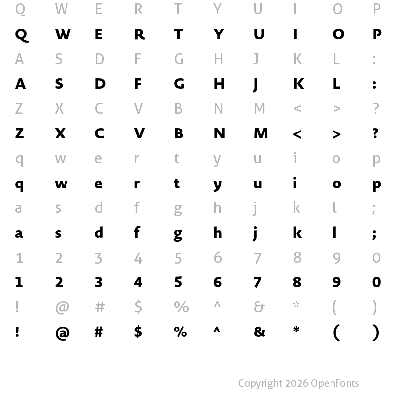 Character Map of Novel Sans Cy XBold