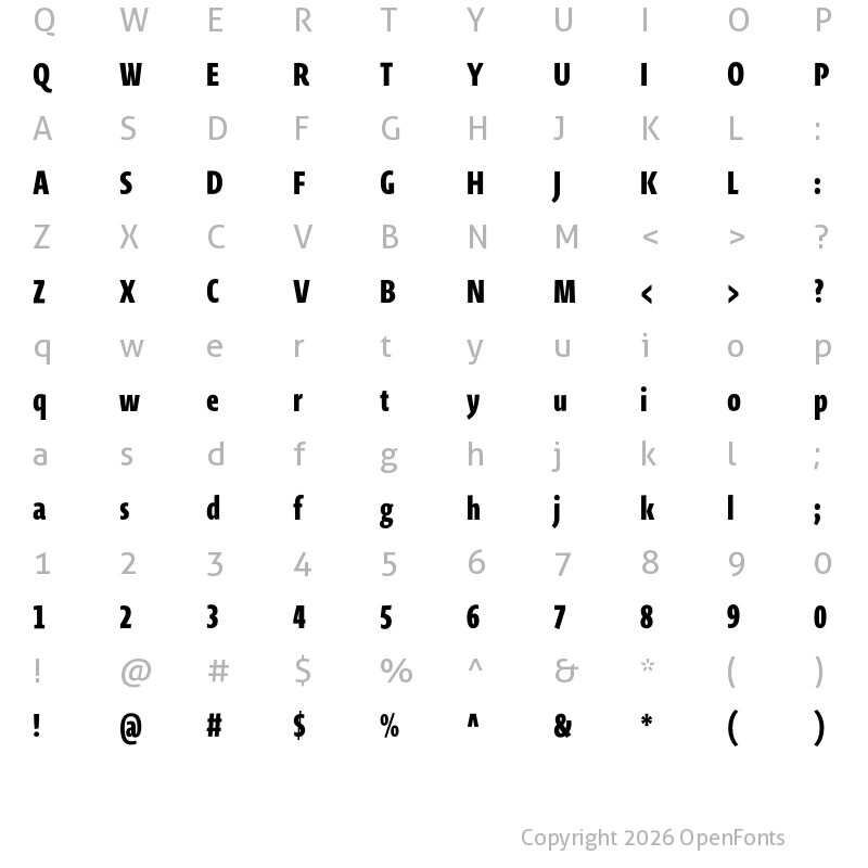 Character Map of Novel Sans Cy XCmp XBold