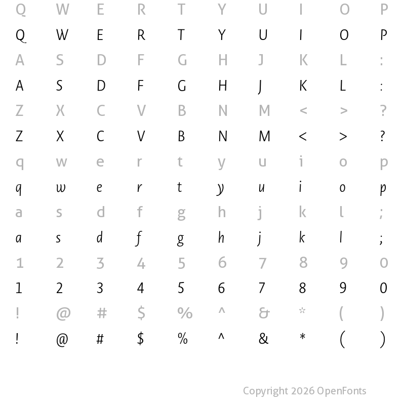 Character Map of Novel Sans Gr Cnd Light It